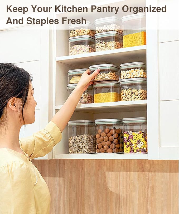 Melovom Pop Airtight Food Storage Container with Lid, 4L/4.2qt Large Cereal Flour Sugar Storage Container with Scoop, One Button Opening, BPA-Free, Kitchen Pantry Organization and Storage - Image 5