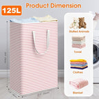 3-Pack Laundry Basket, Collapsible Laundry Hampers, 125L, Pink - Image 2