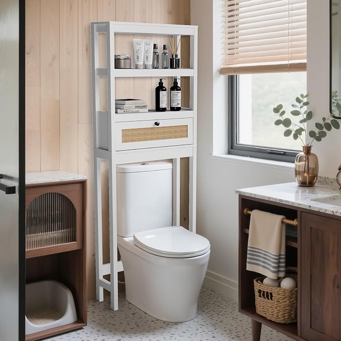 Over Toilet Storage Cabinet with Barn Door & Adjustable Shelves by GROZING