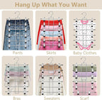 Pants Hangers with Clips,Space Saving Hanging Closet Organizer-6 Tiers Skirt Hangers with 360° Swivel Hook,Closet Organizer-Clothes Hangers- College Dorm Essentials Apartment Essentials- 4 Pack - Image 4
