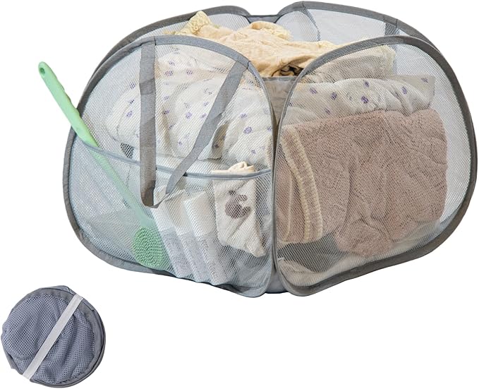 Collapsible Laundry Basket, 90L Mesh Pop-up Hamper with Handles by HEDONLEE
