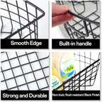 2 Pack 1/4 Wedge Metal Lazy Susan Organizer Baskets with Handles - Image 4