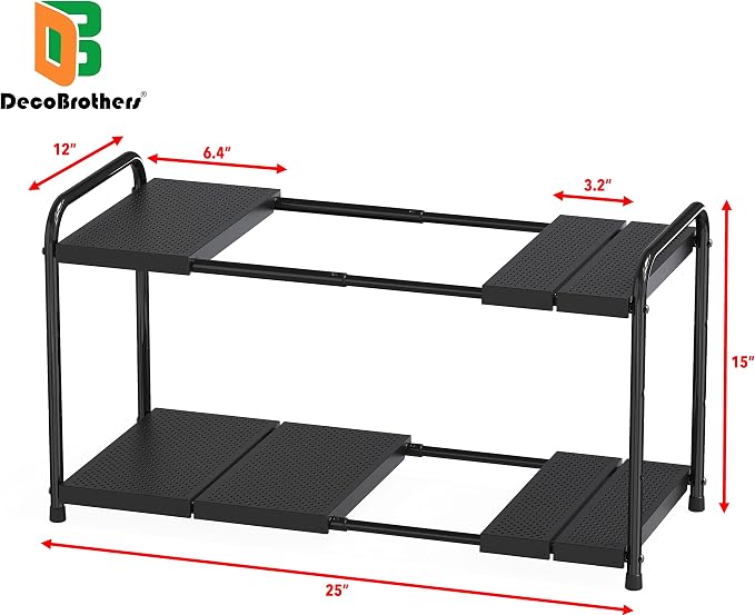 Deco Brothers Under Sink 2 Tier Expandable Shelf Organizer, Black - Image 2