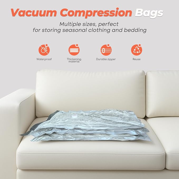 Vacbird 18 Pack Vacuum Storage Bags Set with Rechargeable Wireless Pump Large/Medium/Small Vacuum Seal Bags for Clothing Travel and Home, Compression Packing for Comforters, Blankets and Bedding - Image 9
