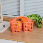 Portable Shower Caddy Basket Plastic Storage Basket with Compartment Orange - Image 4