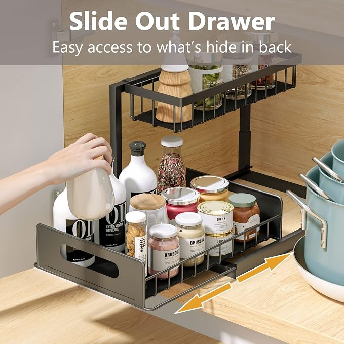 Ceetug Slide Out Under Sink Organizers and Storage, Black, 2 Pack - Image 3