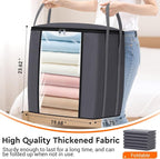 TasticTotes 120L Extra Large Blanket Clothes Storage Bags, Black, 4 Pack | Foldable Blanket Storage and Organization, Thick Fabric Containers with Reinforced Handles & Zippers for Comforters, Bedding - Image 2