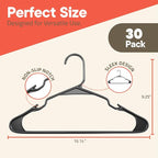 Gray Plastic Hangers 30 Pack– Heavy-Duty Plastic Hangers Slim and Space-Saving, Durable and Lightweight PP with Non-Slip Shoulder Notches for Slip Dresses, Suits, Jackets & Camisoles - Image 2