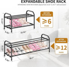 Hleelomi 2-Tier Metal Expandable Shoe Rack for Closet and Entryway, Black - Image 2