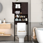 Vabches Metal Frame Over The Toilet Storage Cabinet, Espresso - Image 6