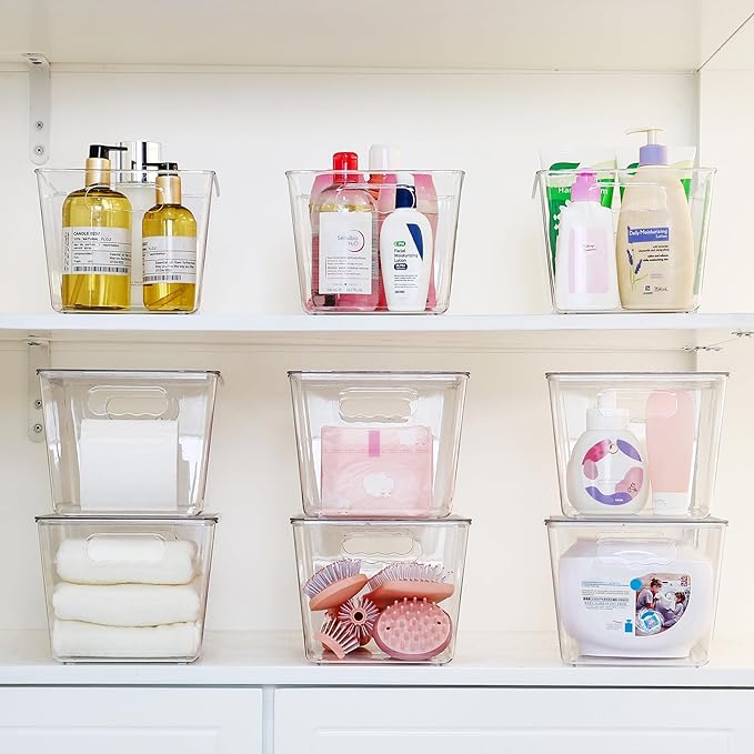 Vtopmart 12 Pack Clear Stackable Storage Bins with Lids and Handles, Large - Image 7