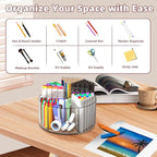 Absonic 500 PCS Acrylic Pencil Holder, 360 Rotating Clear Marker Organizer, Pen Crayon Marker Caddy Organizer for Desk, Desktop Storage and Organizer for Office School Art Supplies, 2 Pack - Image 4