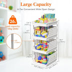 Lifewit 4 Tier Plastic Stackable Storage Baskets for Clothes 2 Pack, White - Image 3