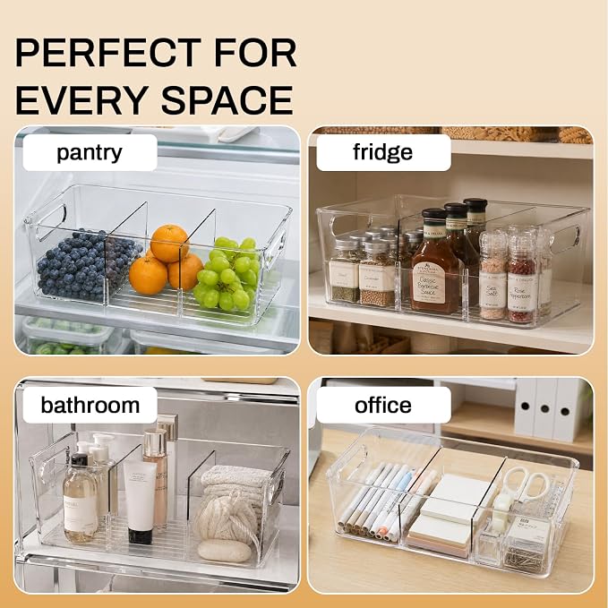 Mpotmiy 4-Pack Pantry Organizers and Storage, Clear Fridge Organizer Bins - Image 7