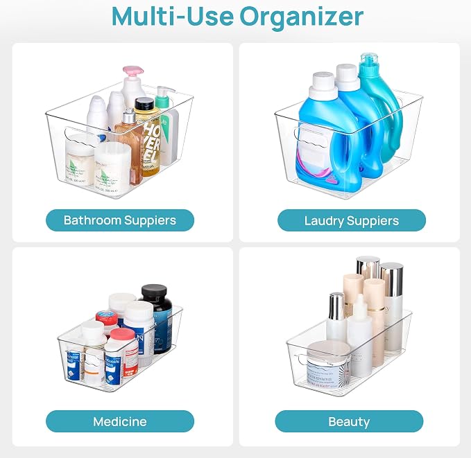 Vtopmart 8 Pack Clear Storage Bins with Lid Set for Pantry Organizer - Image 7