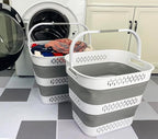 SAMMART 40L (10.5 Gallon) Collapsible Plastic Laundry Basket with Handles - Foldable Pop Up Storage Container/Organizer - Portable Laundry Hamper - Space Saving (2, White/Grey) - Image 3
