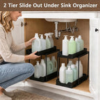 Under Sink Organizer for Bathroom & Kitchen, Large Capacity 2-Layer Sliding - Image 6