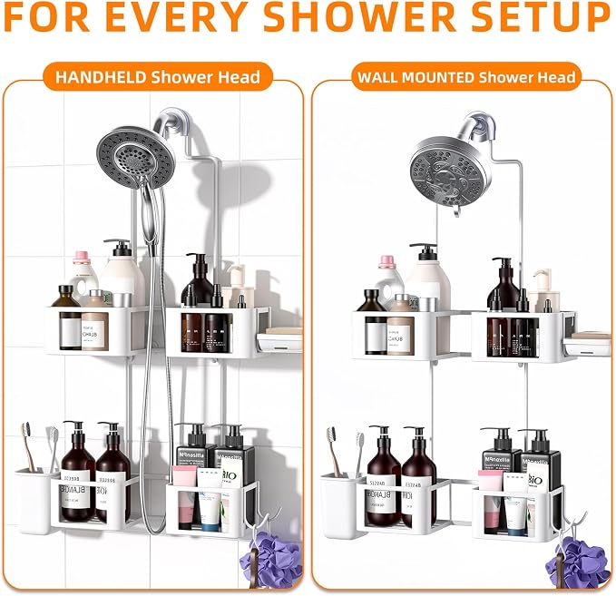 Epicano Shower Caddy for Handheld Showerheads,Stainless Steel, White - Image 7
