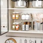 Yieach 4 Set Bathroom Organizers and Storage,2 Tier Clear Under Sink Organizer and Medicine Cabinet Organizer for Kitchen,Pantry Storage,Pull Out Drawers for Skincare,Pill Bottle,Spice Organization - Image 8