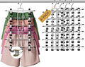 DAMITA Skirt Pants Hangers with Clips Space Saving Hanging Closet Organizer 6 Tiers Hanger with 360° Swivel Hook, Finger-Safe Design- College Dorm Room Apartment Essentials 4-Pack by Damita
