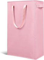 Odonata Slim Laundry Hamper Handles Collapsible Laundry Basket Thin Dirty Clothes Basket Narrow Laundry Bag Foldable Dirty Hamper 45L (Pink) by Odonata