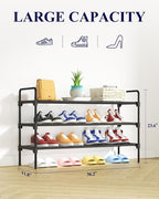 Kitsure Shoe Rack for Closet, Shoe Storage, 36.2" Wide - 3 Tiers, Black | Shoe Organizer for Closet, Entryway, Living Room, Space-Saving Shoe Shelf, Sturdy Zapateras Organizer - Image 2