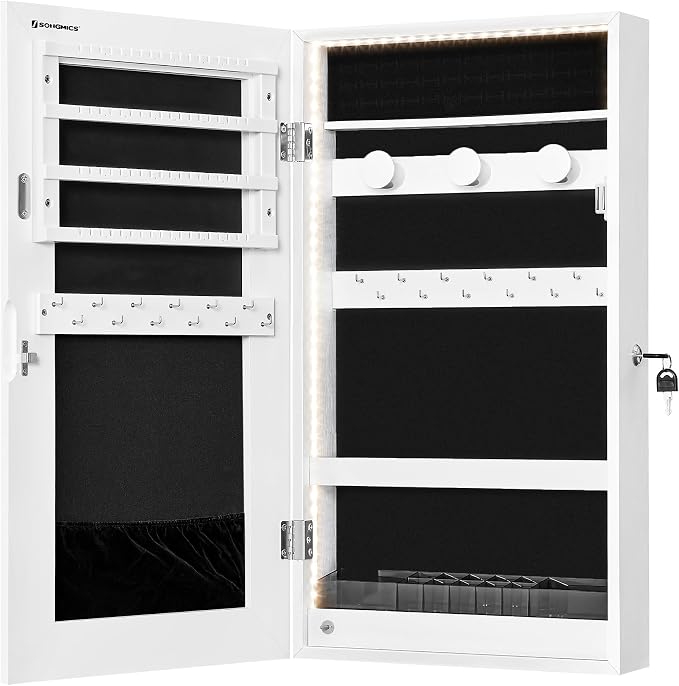 SONGMICS Lockable Jewelry Cabinet Armoire with Mirror, Wall-Mounted - Image 10
