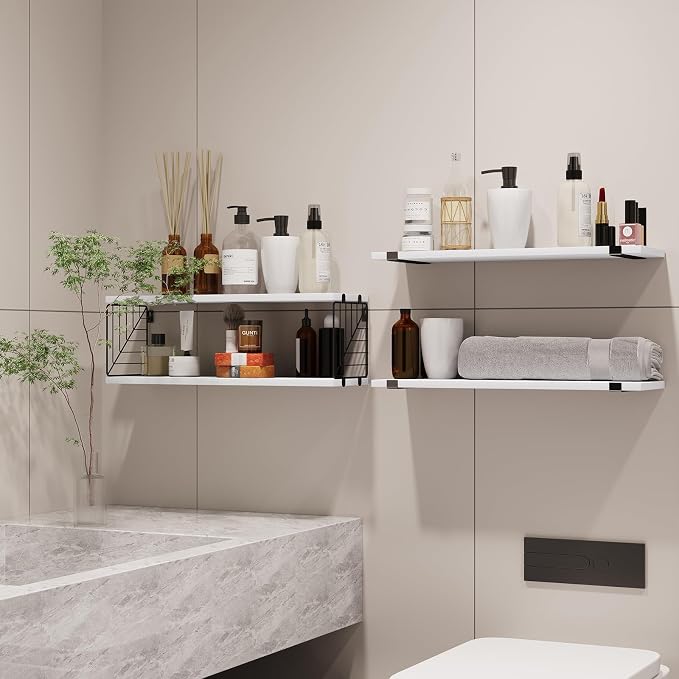 Fixwal 3+1 Tier Bathroom Floating Shelves Over Toilet, White - Image 5