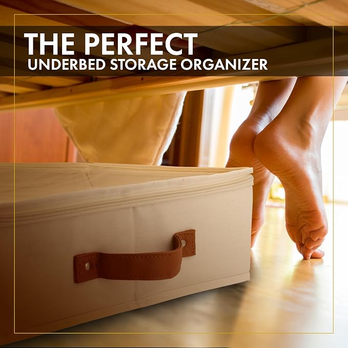 HOMELUX THEORY Under Bed Storage, Medium 2pc with Lid, Ivory | Drawer-style pull-out design, Fits blankets, clothes, fabric & shoes, Bins with lids, Bedroom & closet storage - Image 9