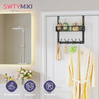 SWTYMIKI Over The Door Hook with 16 Hooks & Mesh Baskets - Heavy Duty Over The Door Organizer Hanger for Towels, Coats, Clothes - Space Saving Hanging Rack for Bathroom, Living Room, Black - Image 3