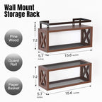 RICHER HOUSE Floating Wood Shelves with Guardrail, Rustic Brown, Wall Mounted, 2 Shelves, Farmhouse Style - Image 3