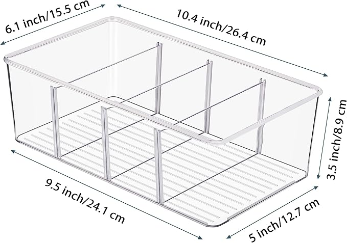 Vtopmart 10 Pack Food Storage Organizer Bins, Clear Plastic, 4 Compartments - Image 2