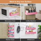 Mystozer Magnetic Spice Rack for Refrigerator, Kitchen Organizer and Storage Shelf, Pink(4 Pack) - Image 6