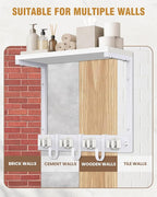 Supforce Small Broom Holder Wall Mount with Shelf, 4 Slots 3 Hooks - Image 5