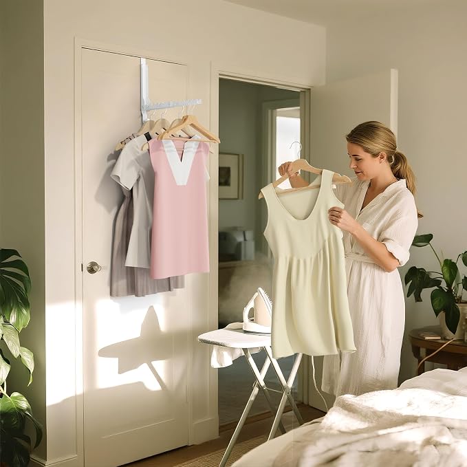 Over The Door Hanger Folding Clothes Drying Rack, Double Fold Hanging Door Hooks Coat Rack with Hooks for Indoor Laundry Room Compact Small Space Foldable Portable Door Hanger Hook Collapsible- 1 Pack - Image 9