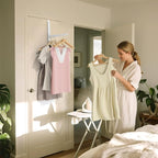 Over The Door Hanger Folding Clothes Drying Rack, Double Fold Hanging Door Hooks Coat Rack with Hooks for Indoor Laundry Room Compact Small Space Foldable Portable Door Hanger Hook Collapsible- 1 Pack - Image 9