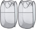 Larpur 2 Pcs Popup Mesh Laundry Baskets, Collapsible and Portable Clothes Washing Laundry Hampers with Reinforced Carry Handles, Gray Clothes Hamper for Home, Travel, College Dorm by Larpur