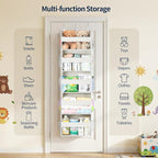 Yecaye 5 Tier Clear Over the Door Organizer Hanging, 5 Large Plastic Pockets and 10 Side Pockets Back of Door Organizer, 56lbs Weight Capacity Behind the Door Storage for Nursery, Ivory White - Image 7