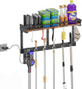 Broom Holder Wall Mount with Shelf, Black, L by Unknown