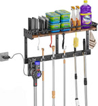 Broom Holder Wall Mount with Shelf, Black, L by Unknown