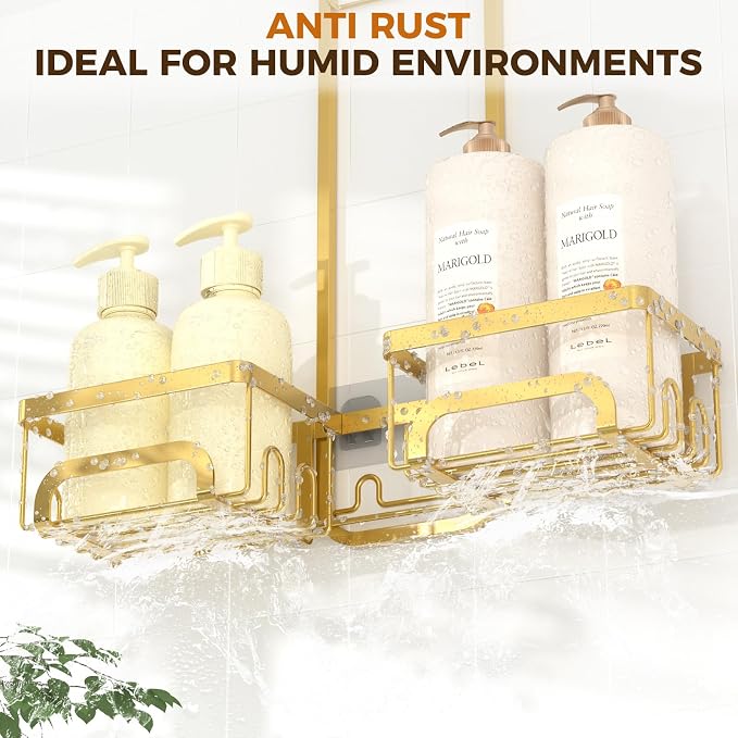 REINHARDT Split Shower Caddy Hanging for Handheld Showerheads, Gold - Image 7