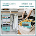 Surblue Hanging Closet Storage Bag Collapsible 3-Shelf Washable Oxford Fabric with 2 Hooks (L 11.41 * 11.41 * 19.68in, Aqua Blue) - Image 3
