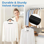 Smartor Black Velvet Hangers 50 Pack, Non Slip Space-Saving Clothes Hangers - Image 8