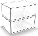 Prsildan Acrylic Makeup Organizer, 2 Pack Stackable Clear Storage Drawers for Baby Bottles Desk Organizers with 2 Drawers for Countertop Vanity Nursery Modular System for Cosmetics Jewelry by Prsildan