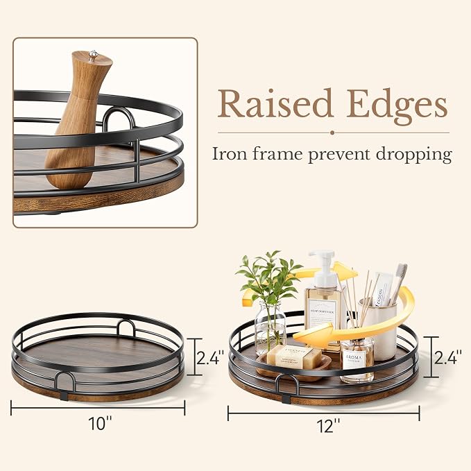 2 Pack 10" 12" Lazy Susan Turntable Organizer for Table Top - Image 2