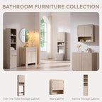Over the Toilet Storage Cabinet, 69.69" Curved Bathroom Storage Organizer Cabinet with Doors and Adjustable Shelves, Wooden Free Standing Toilet Space Saver Rack, Cream - Image 8