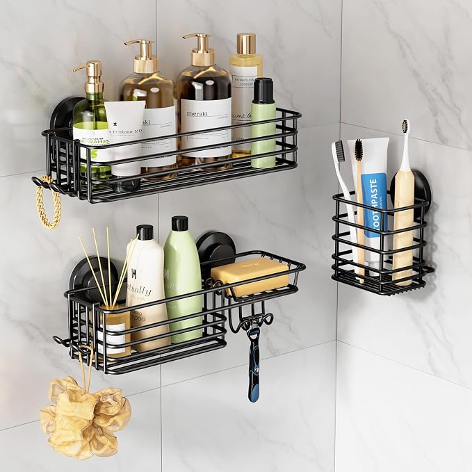 LEVERLOC Shower Caddy Suction Cup, Bathroom Organizer for Inside Shower by LEVERLOC