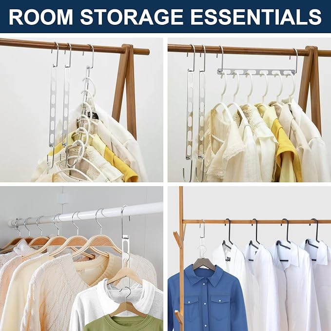 12 Pieces Space Saving Metal Collapsible Hangers for Heavy Clothes, Closet Space Savers Metal Hanger Organizer for Dorm, Room Essentials Storage - Image 4