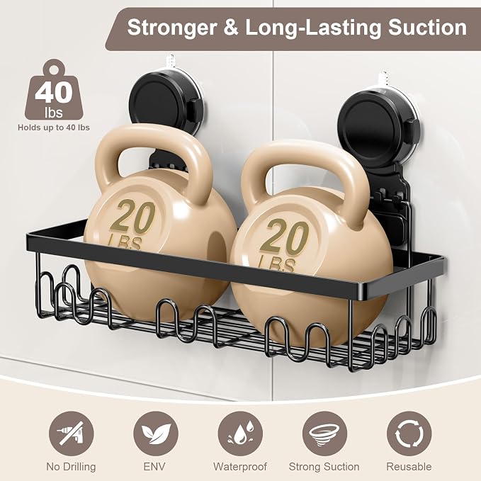 JOTPE Shower Caddy Suction Cup, No Drill Shower Shelves for Bath, 2 Pack - Image 4