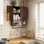 RUSTOWN Fluted Bathroom Wall Cabinet with 2 Doors, 3-Tier Medicine Cabinet - Image 2